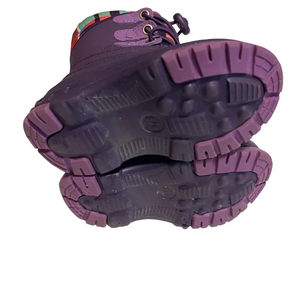 Cherokee Toddler Girl Purple Plaid Thermolite Adjustable Winter Snow Boots‎ 5/6